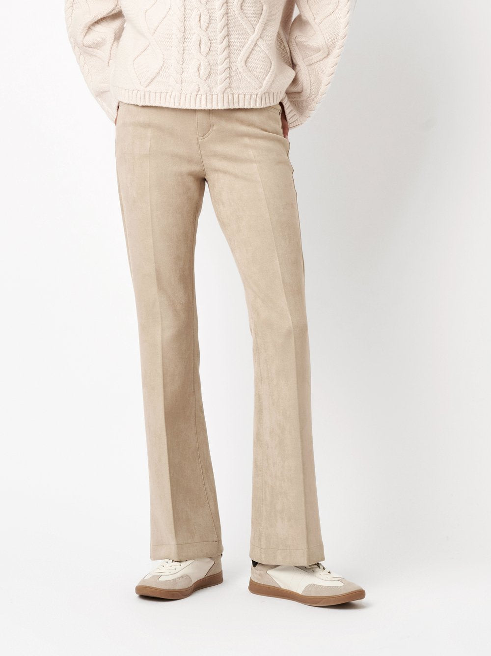 Antonia_Bootcut_409 Suedine Beige