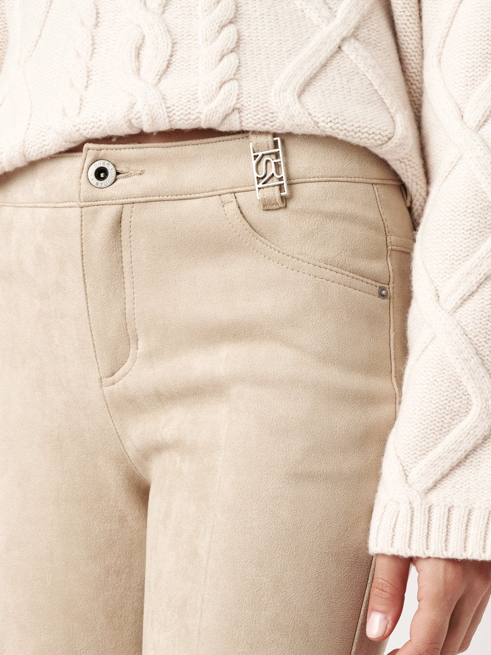 Antonia_Bootcut_409 Suedine Beige