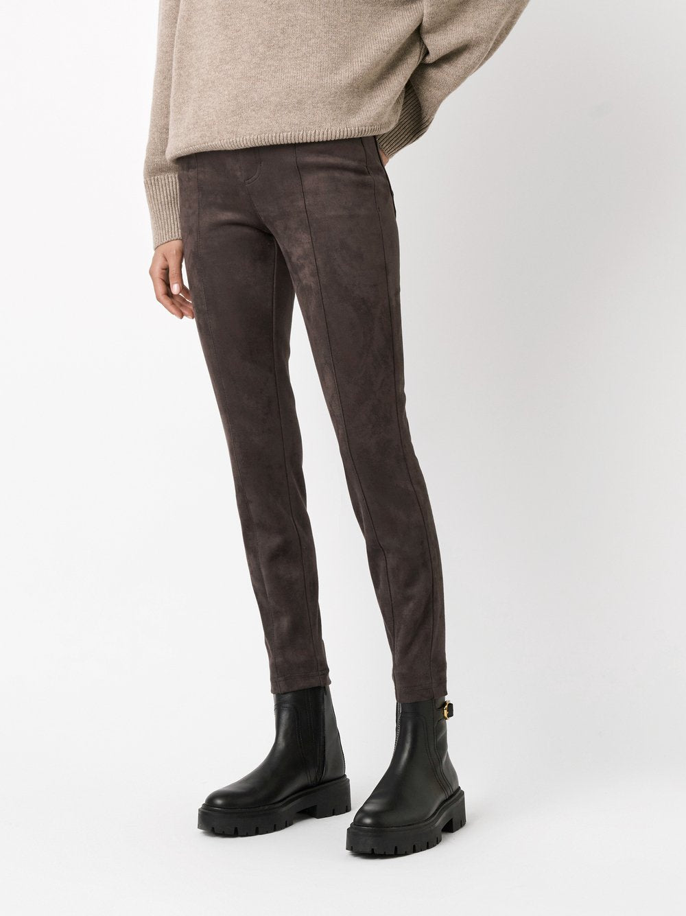 Antonia_Skinny_408 Suedine Donkergrijs