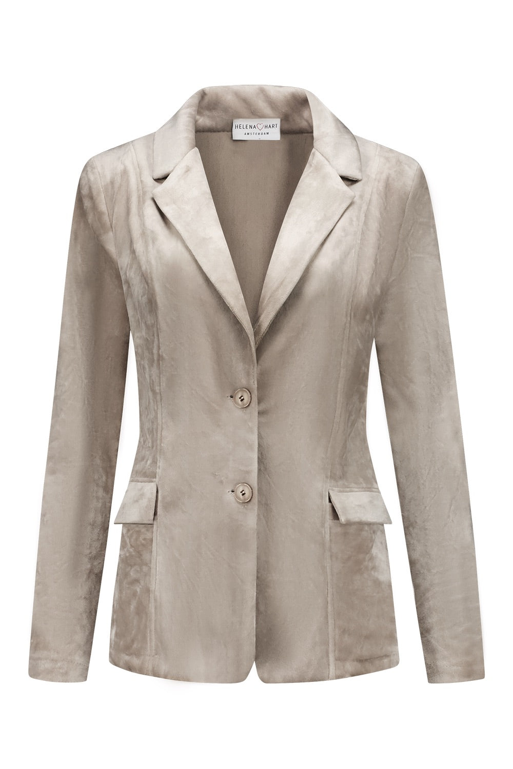 Blazer Velour Midi Uni Zand
