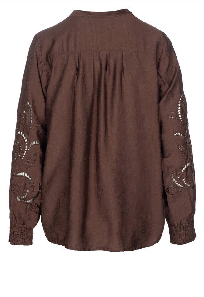 Blouse Ari Siermouw V Bruin