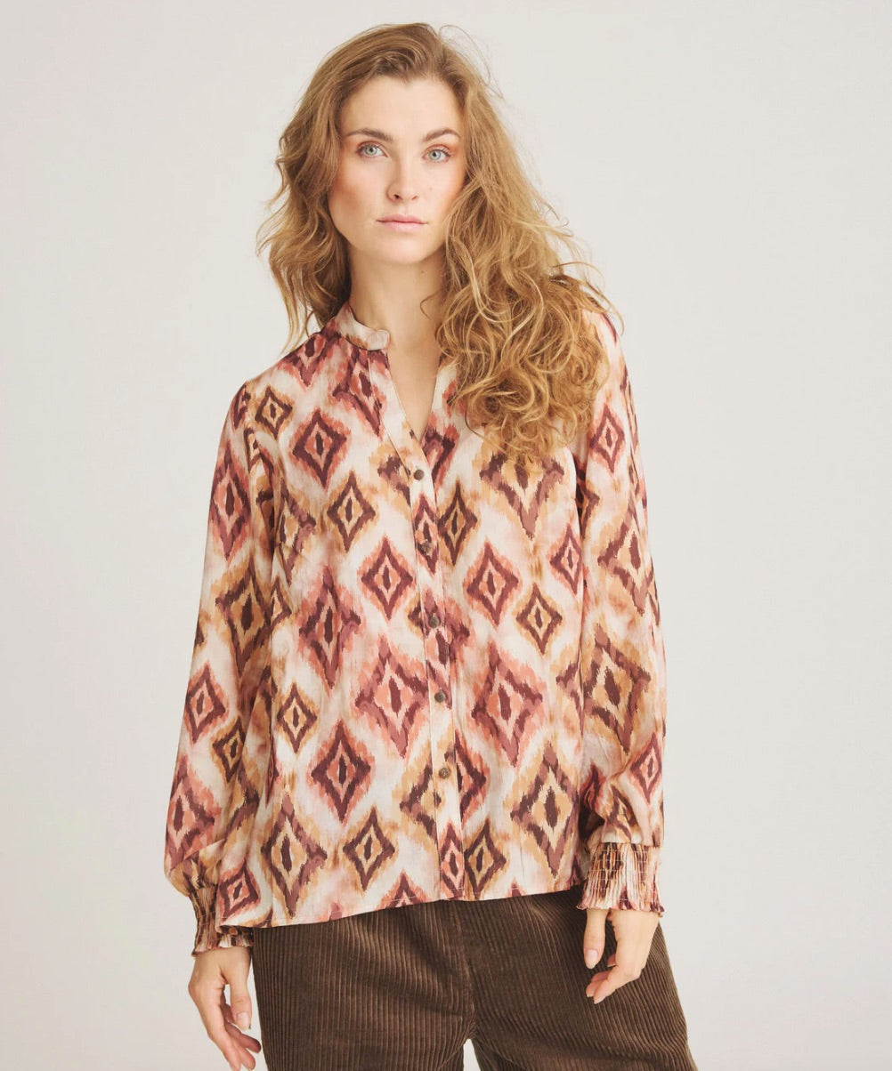 Blouse Arigan Print Burned Brique