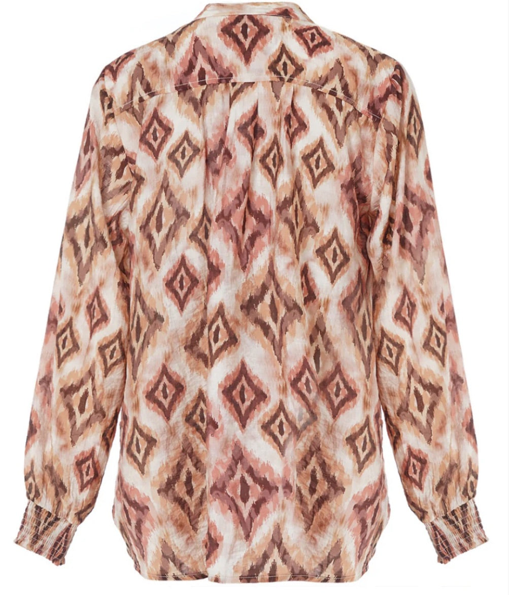 Blouse Arigan Print Burned Brique