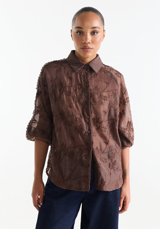 BlouseBisaEmbroidered3_4MDonkerBruin__2