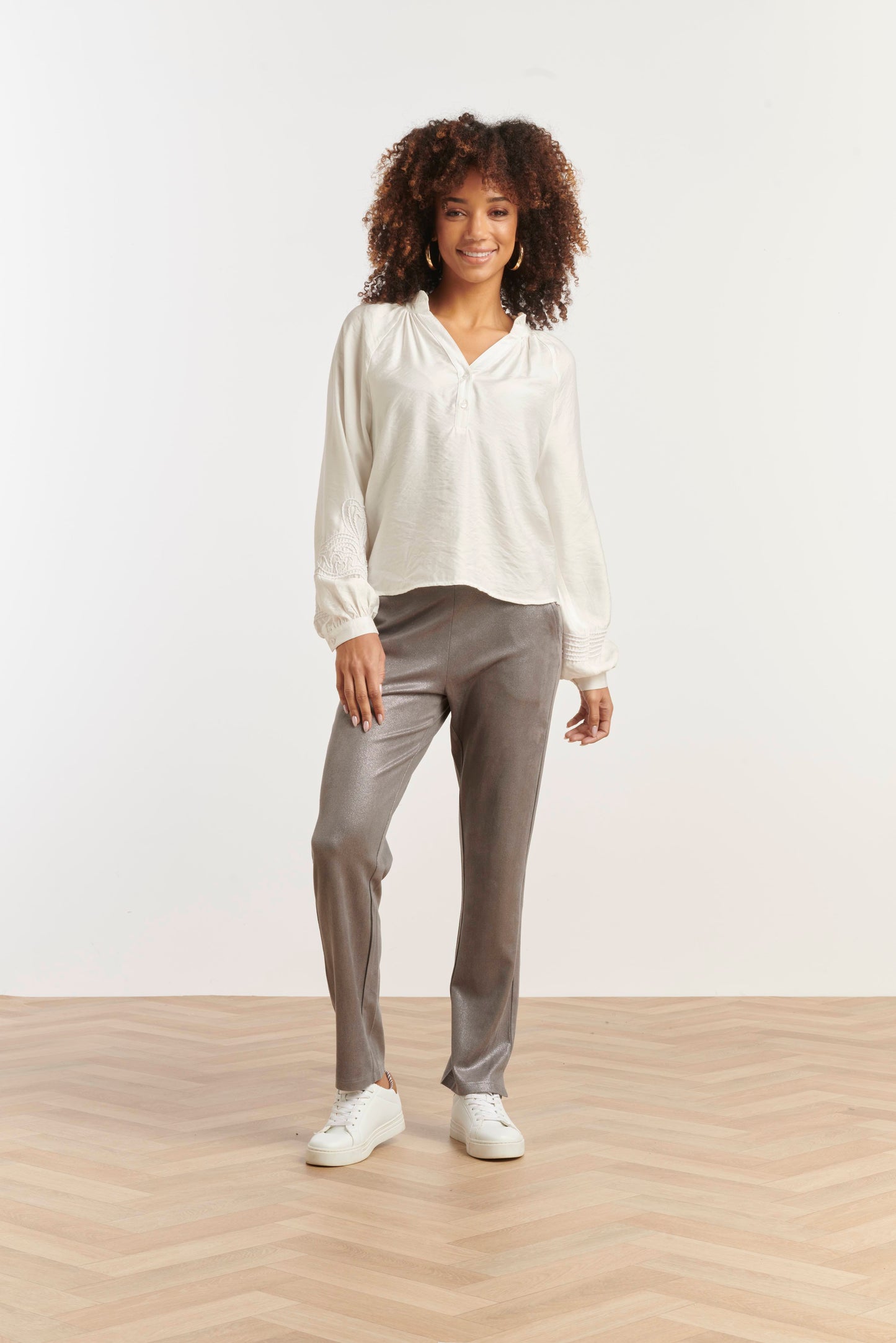 Blouse Borduur Mouw. Wit