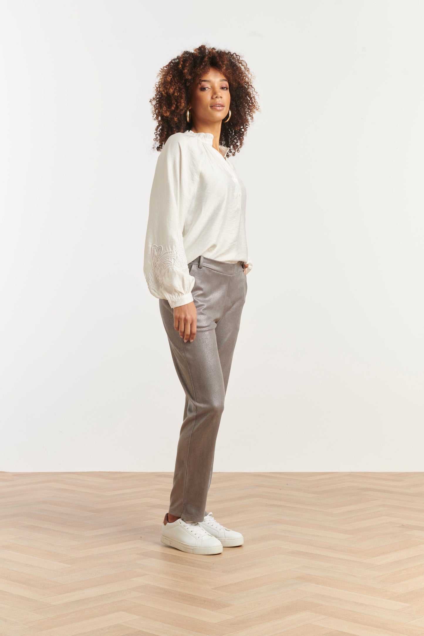 Blouse Borduur Mouw. Wit