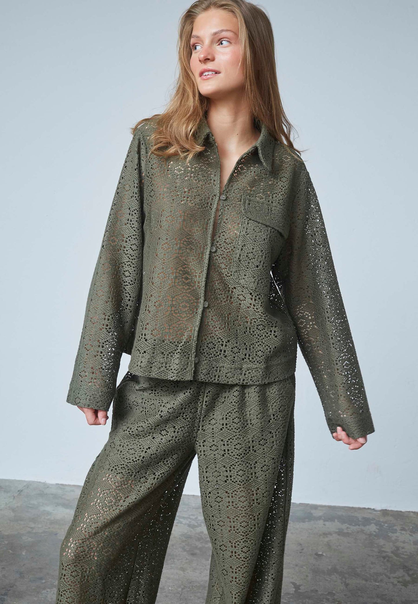 Blouse Elsia Opengewerkt Groen