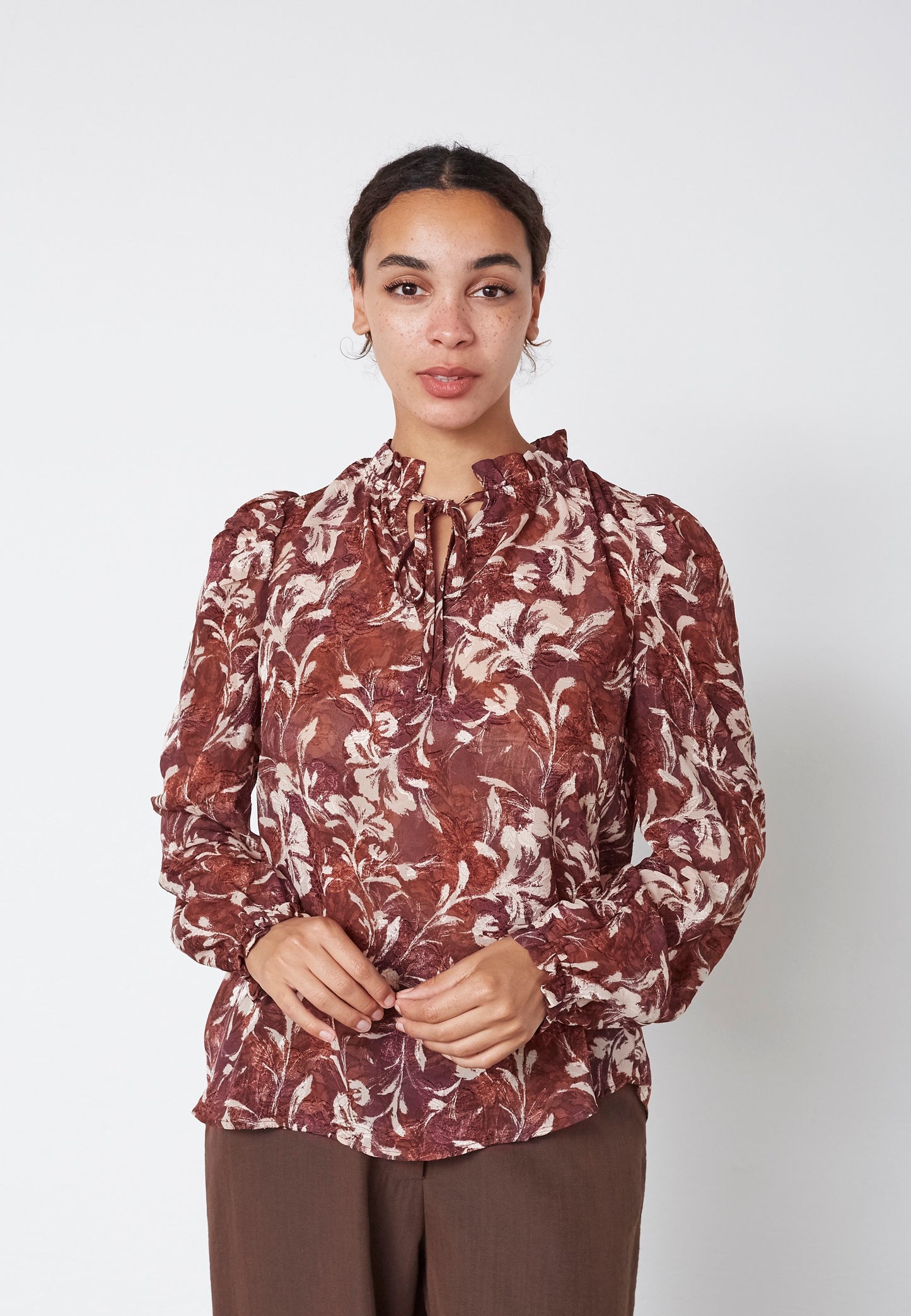 Blouse Elza Print Bloem Bordeaux