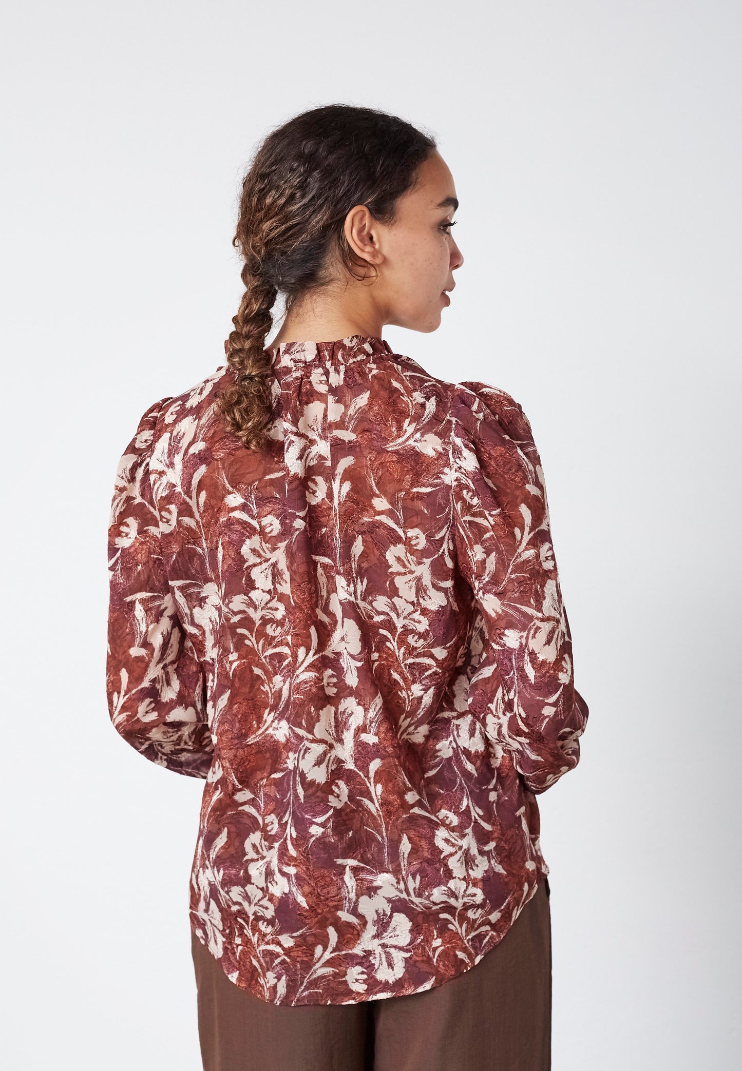 Blouse Elza Print Bloem Bordeaux