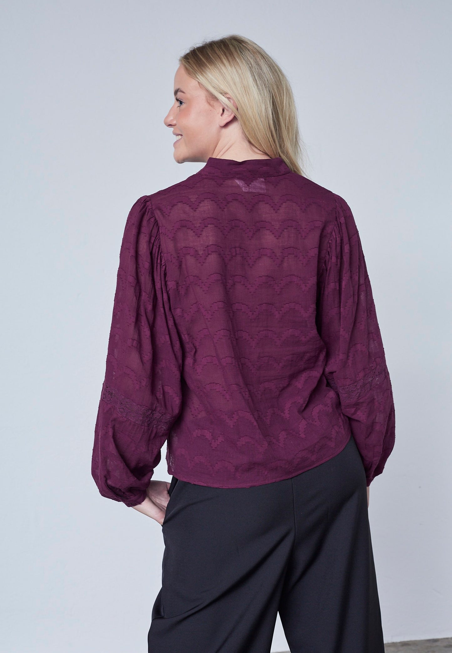 Blouse Etsa Uni Pofmouw Bordeaux