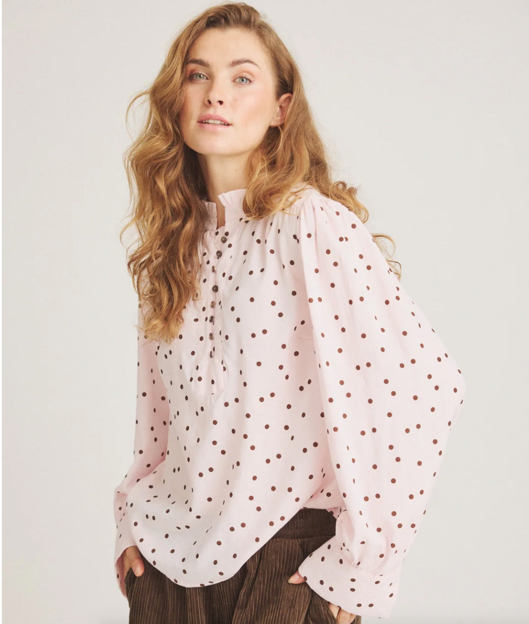 Blouse Flow Stip Roze
