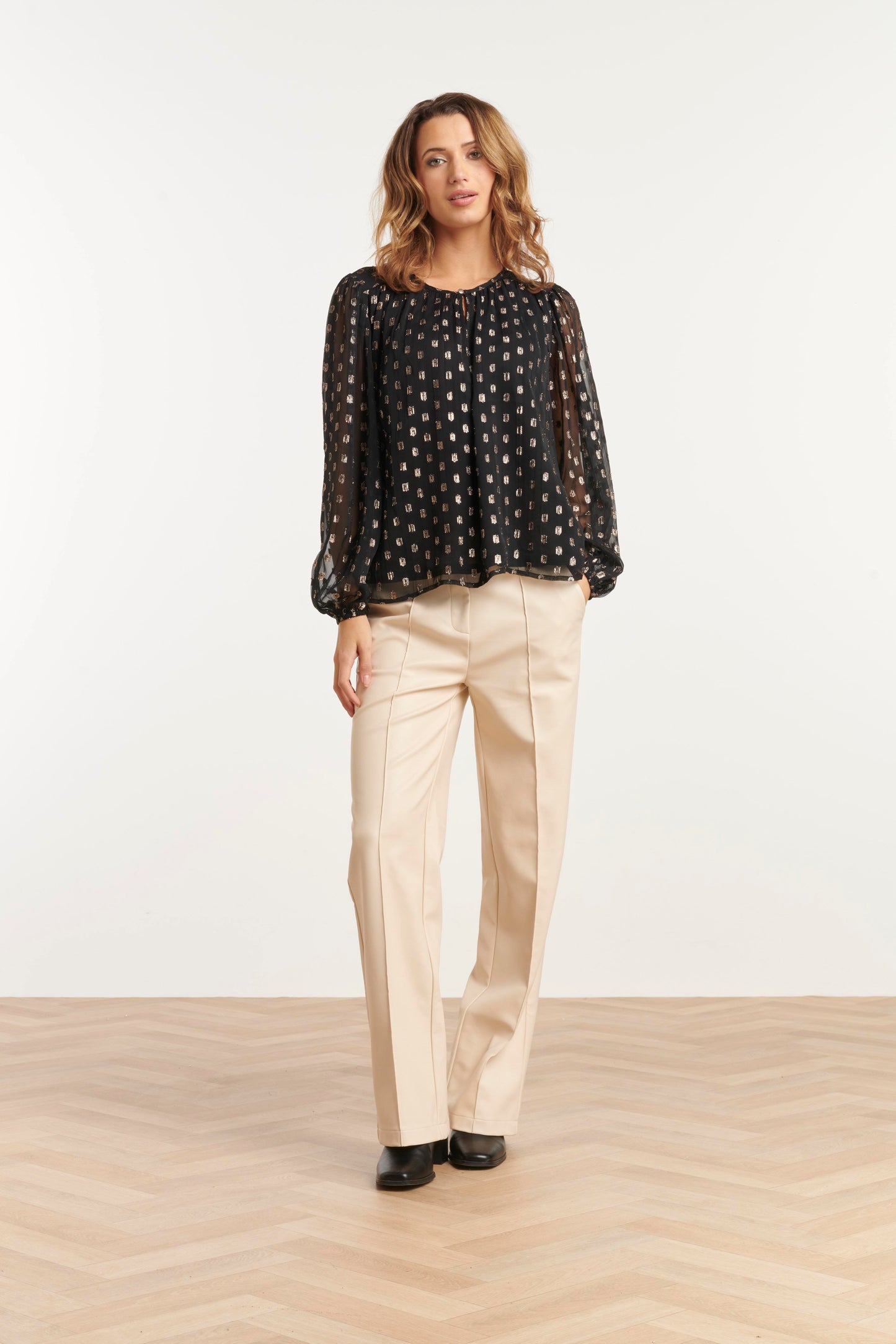 Blouse Foile Gouden Vlok Zwart