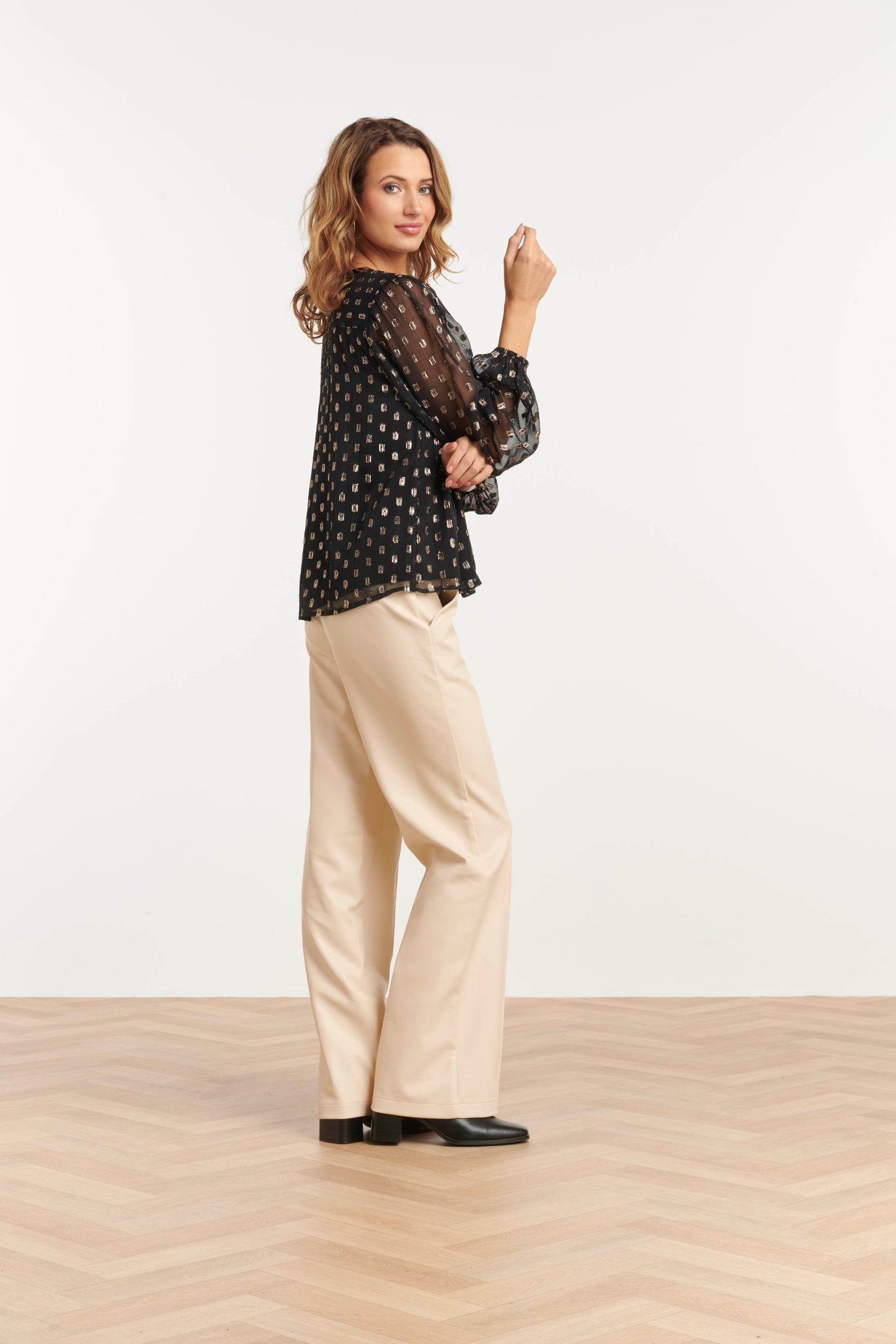 Blouse Foile Gouden Vlok Zwart