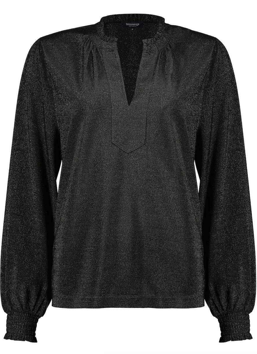 Blouse Jersey Lurex Ruffle Zwart