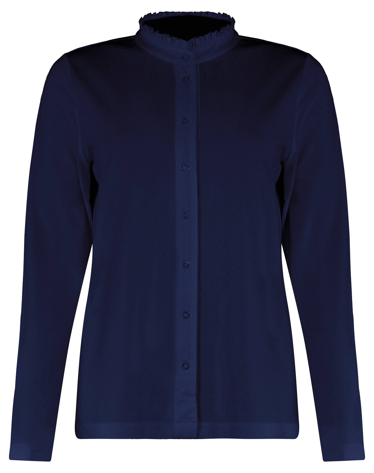 Blouse Jersey Ruche Kraag Donkerblauw
