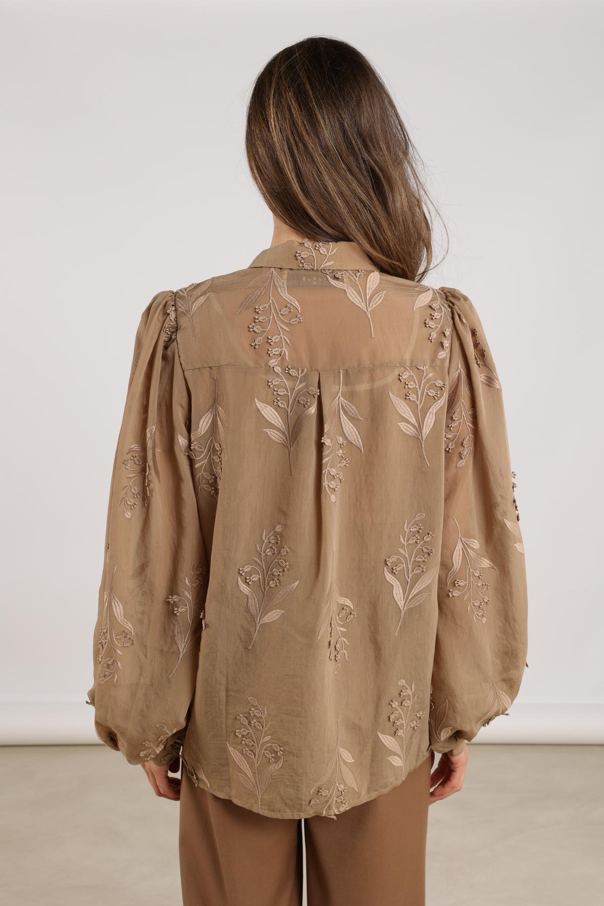 Blouse Jolies Embroidery Camel