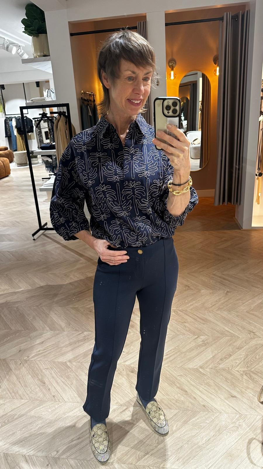 BlouseNuriaPalmboom3_4MDonkerblauw__5