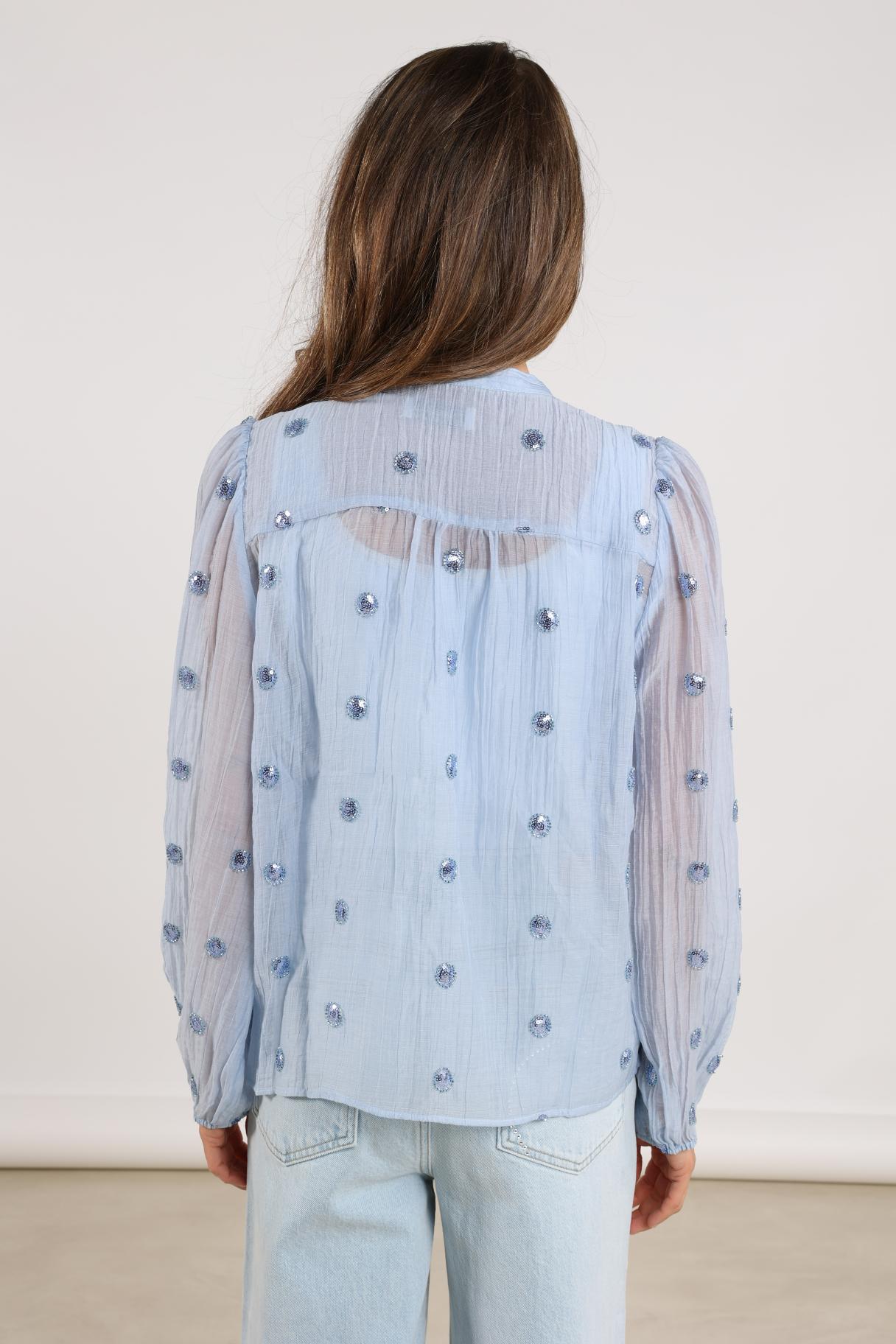 Blouse Rosan Embroidery Blauw