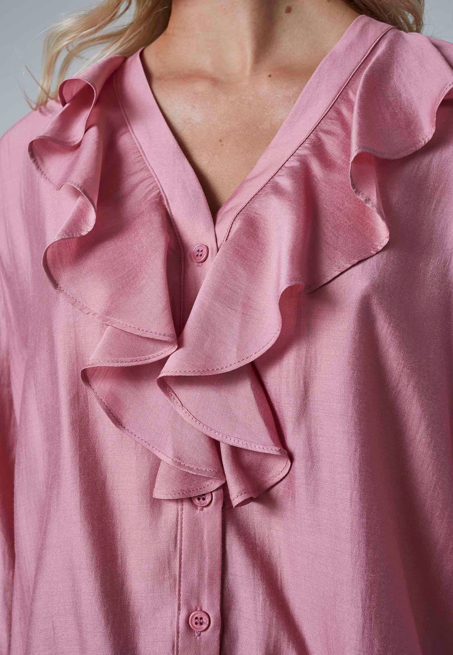 Blouse Velisa Ruche LS Rose