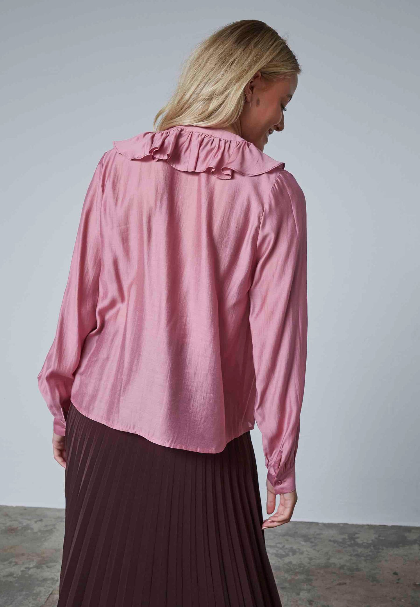 Blouse Velisa Ruche LS Rose