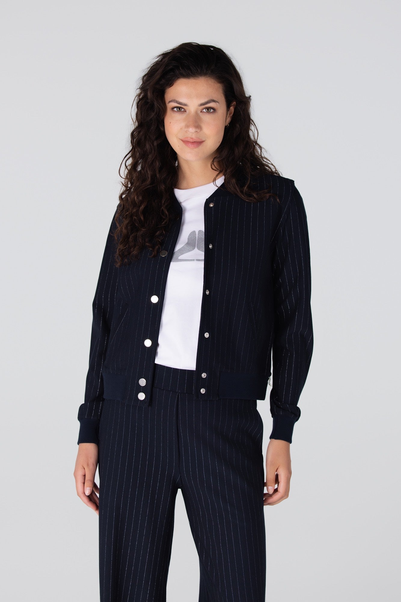 Bomber India Pinstripe Zilver Donkerblauw