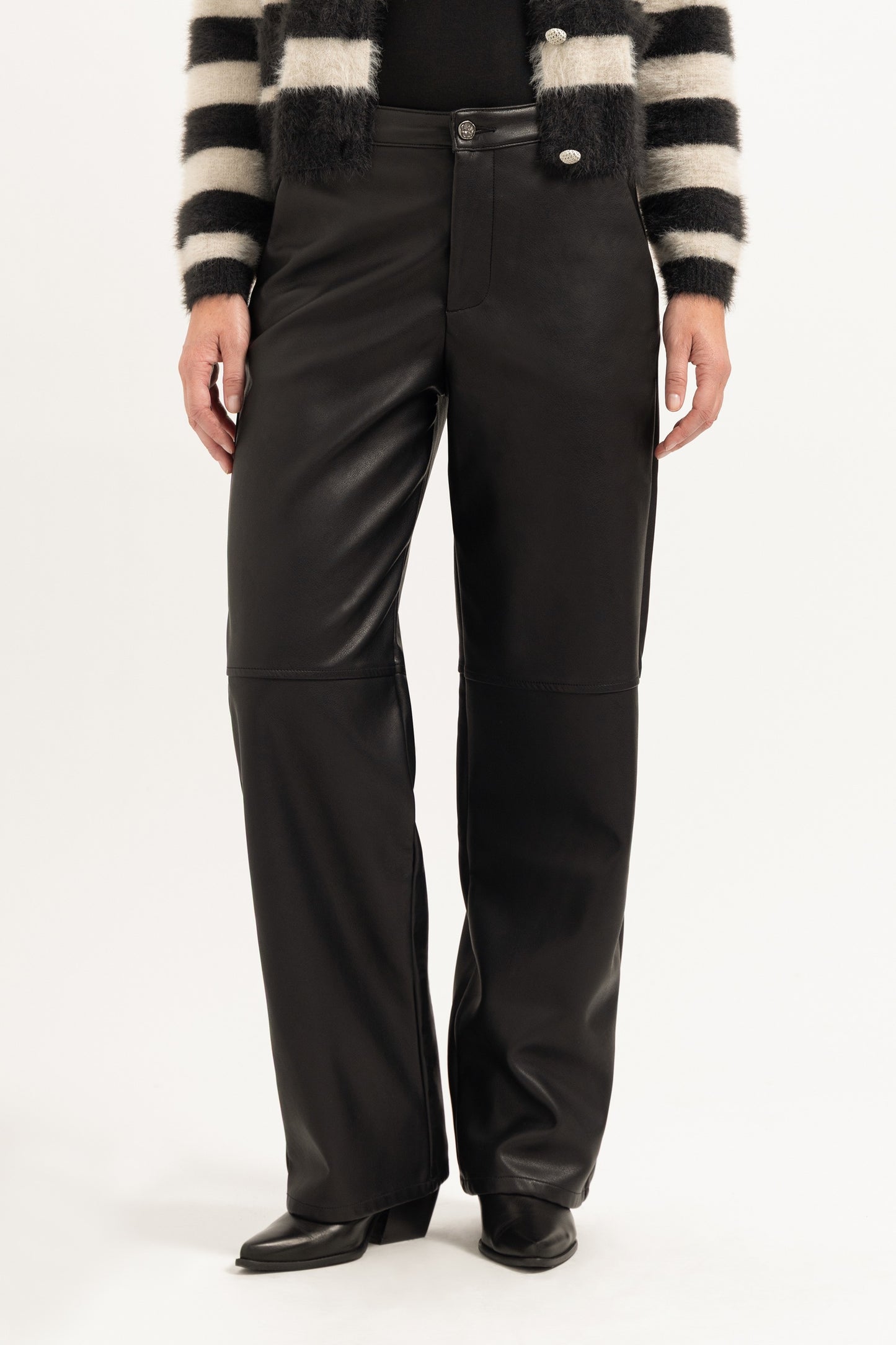 Broek Amalia Fake Leather Zwart