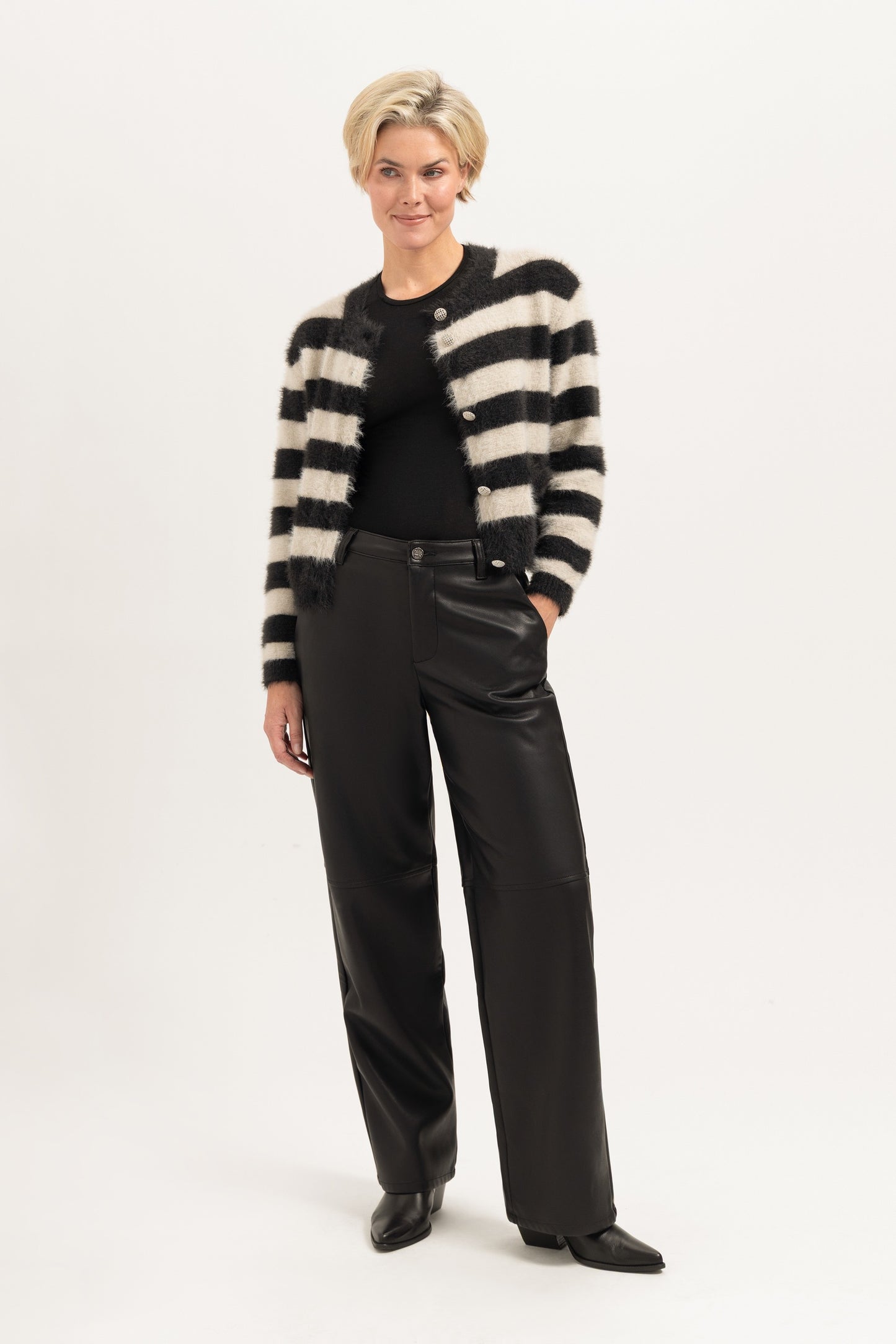 Broek Amalia Fake Leather Zwart