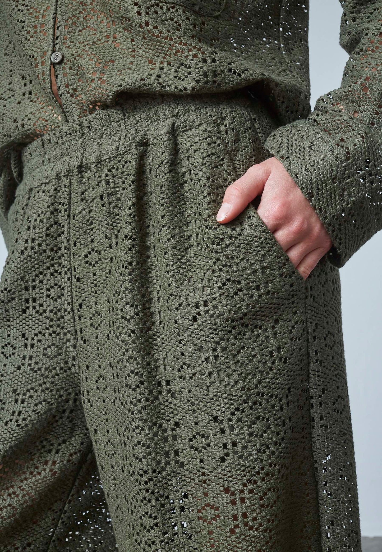 Broek Elsia Opengewerkt Groen
