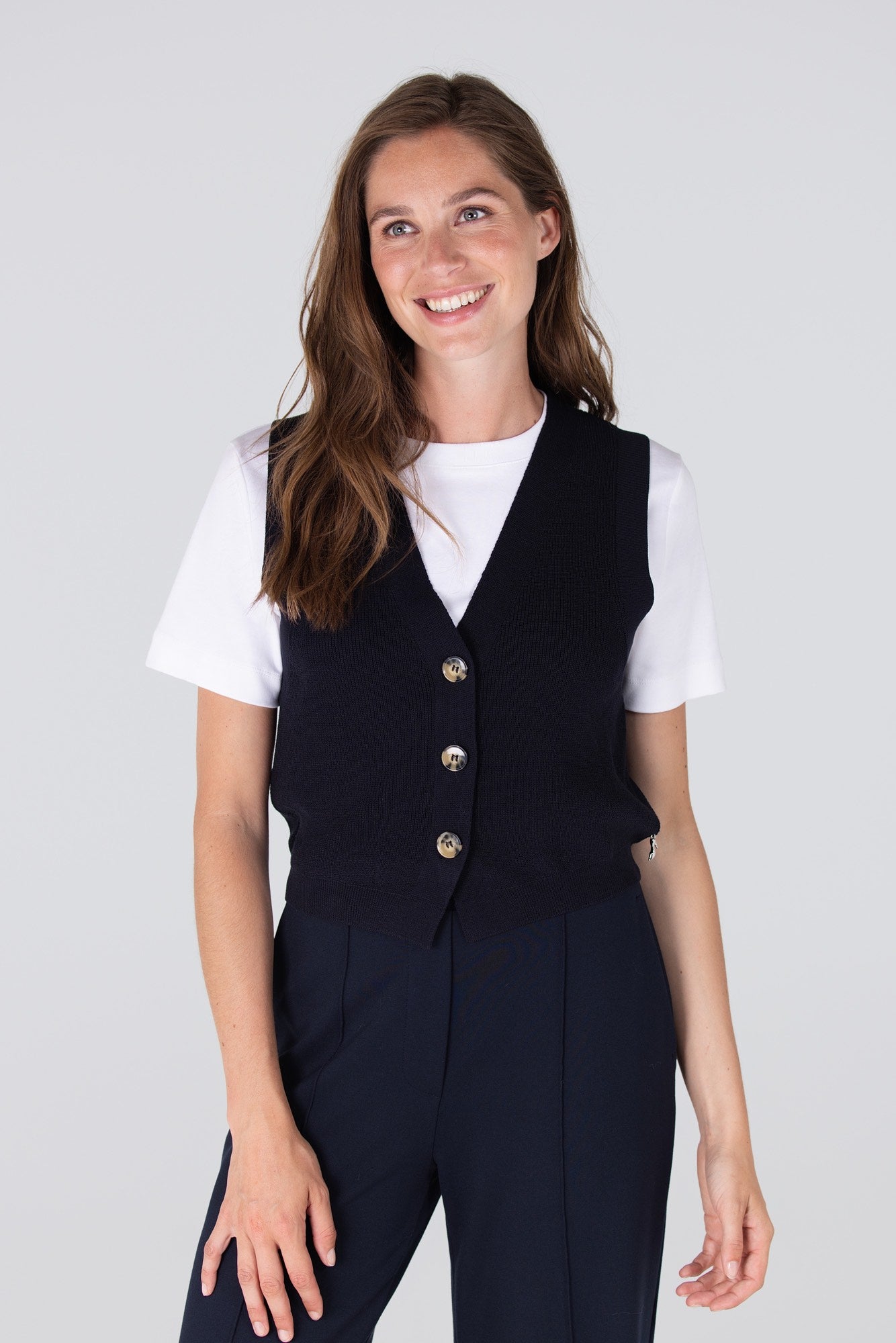 Gilet Billie Gebreid Donkerblauw