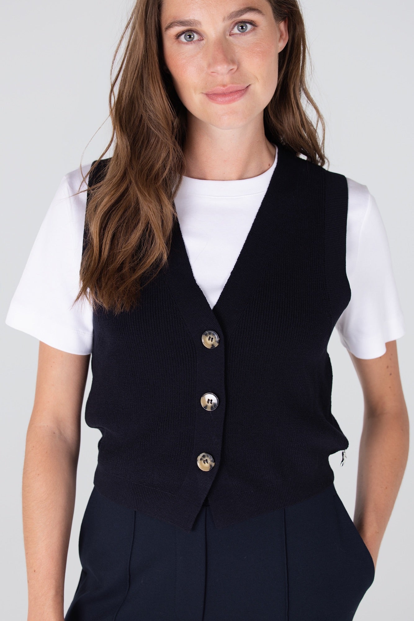 Gilet Billie Gebreid Donkerblauw