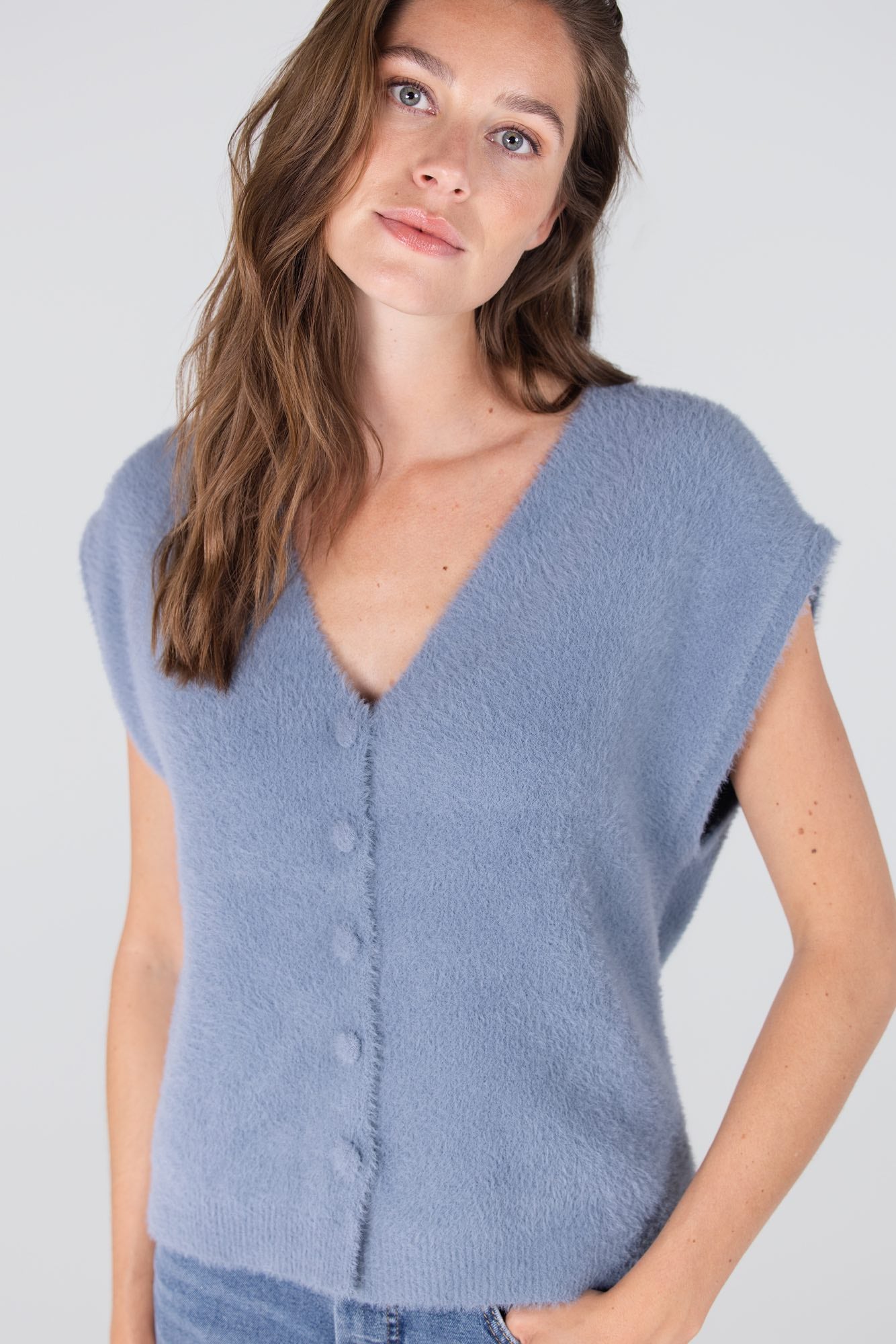 Gilet Chelsie Blauw Grijs
