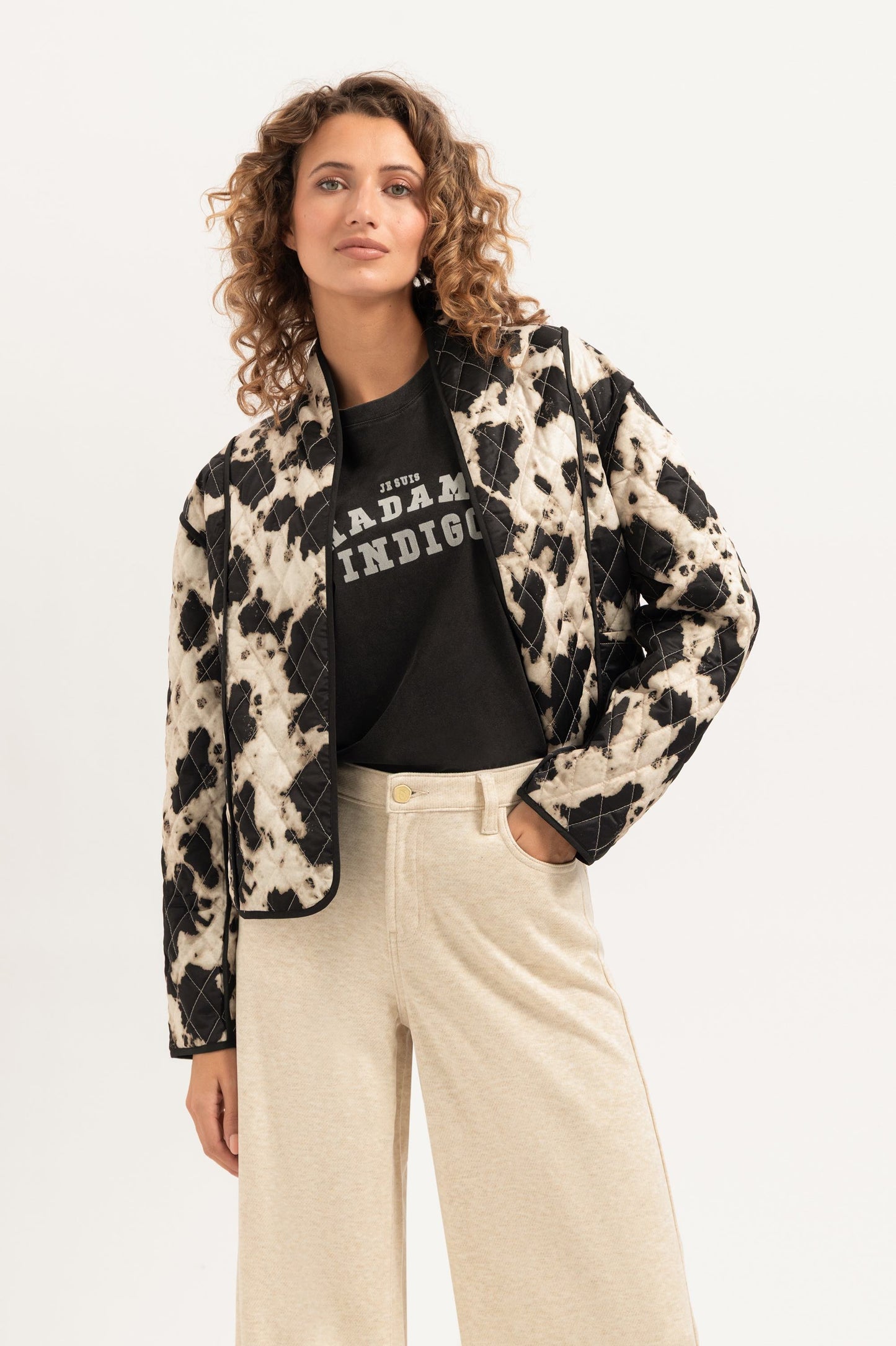 Jacket Logan Print Doorgestikt Zwart