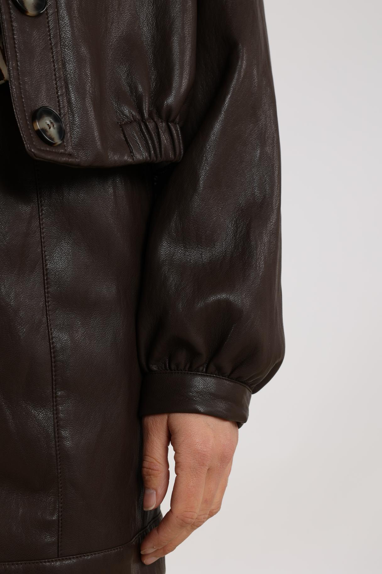 Jas Fiene Leather Look Donkerbruin