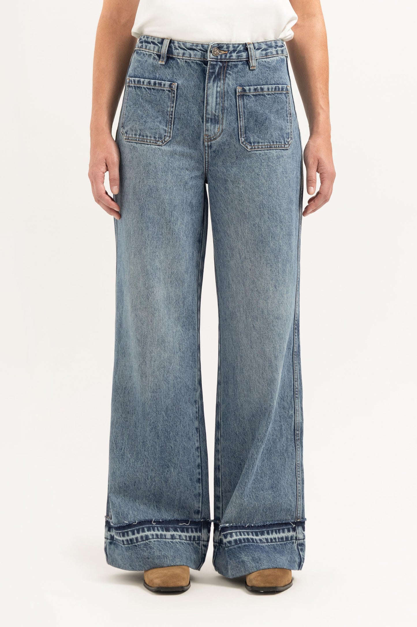 Jeans Emma Front Pockets Omslag Blauw