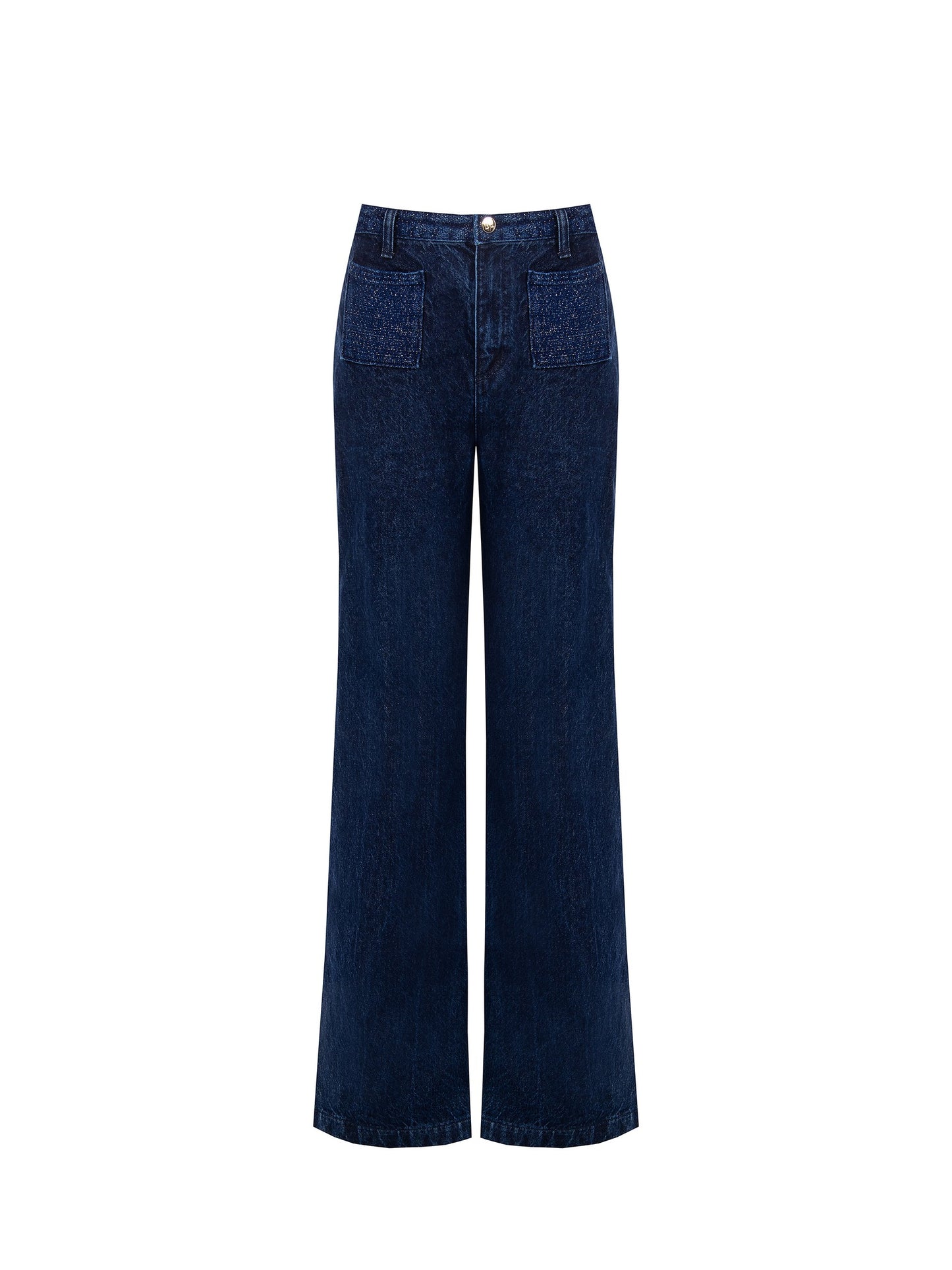 Jeans Gouddraad Front Pockets Donkerblauw