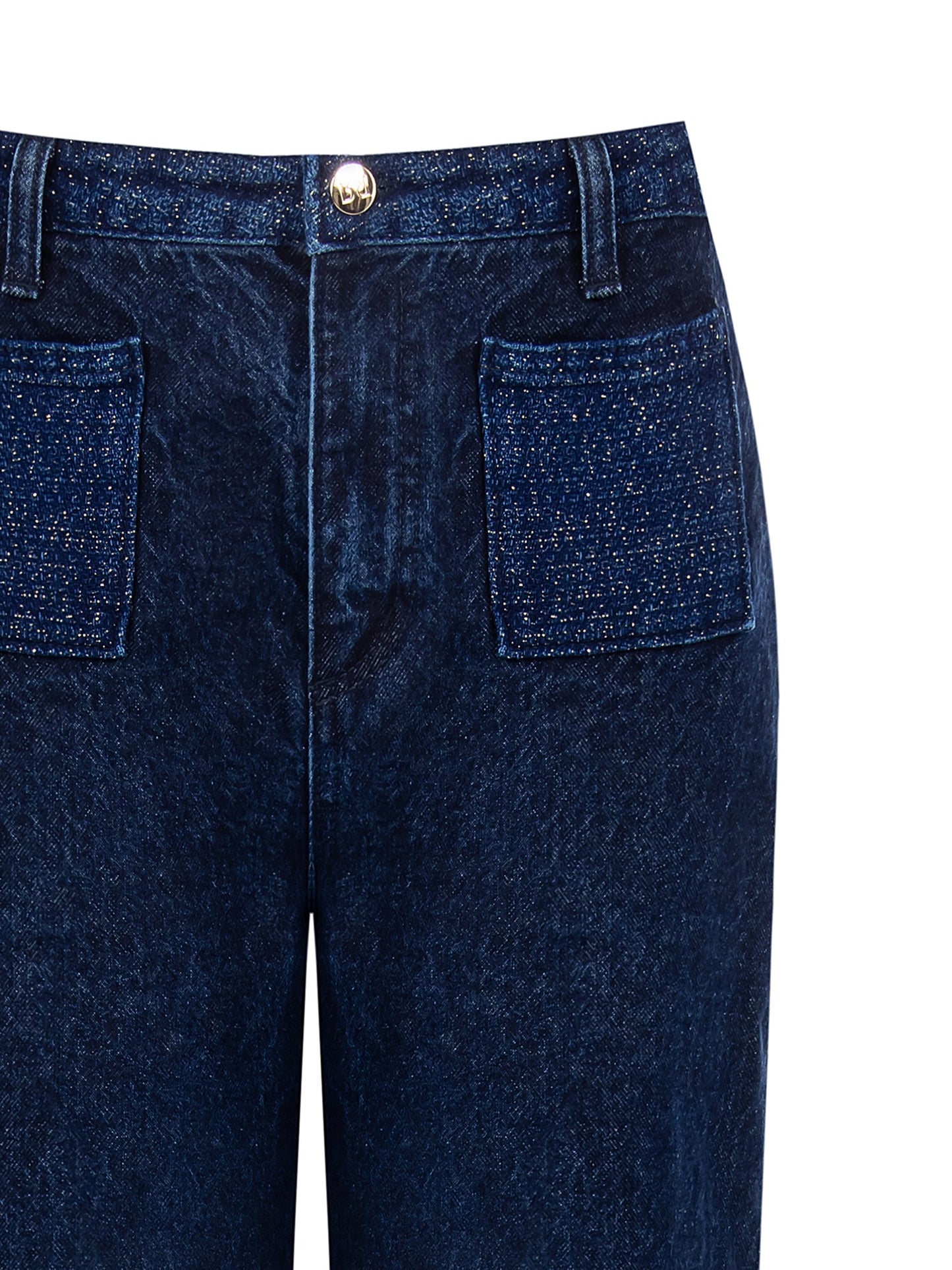 Jeans Gouddraad Front Pockets Donkerblauw