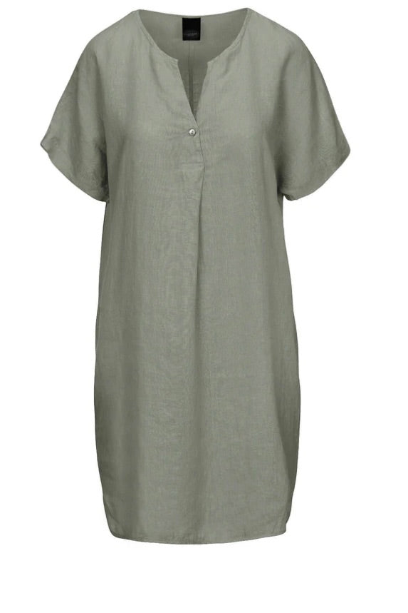 Jurk Helinia Linen V-Hals KM Groen