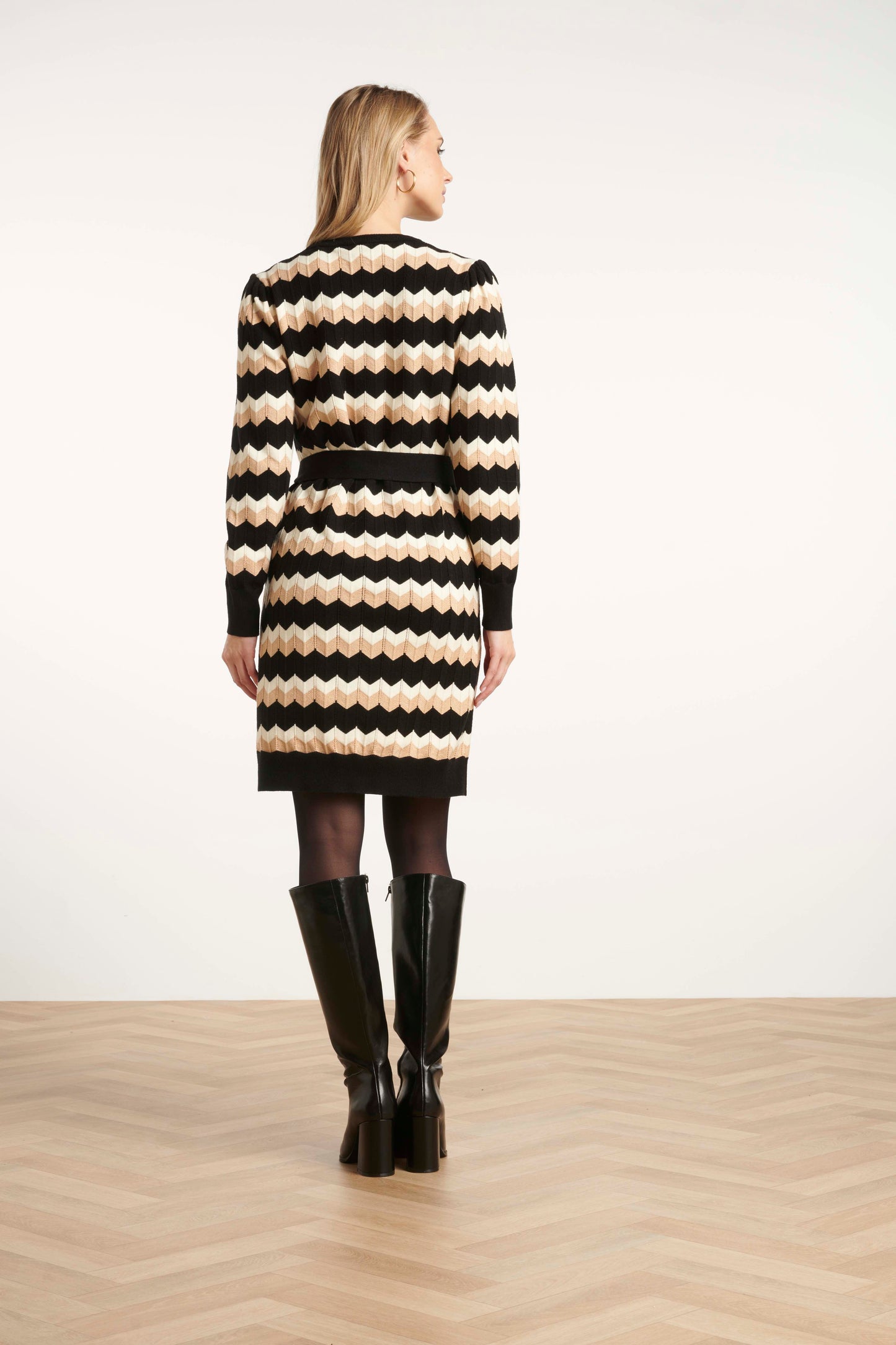 Jurk Zigzag Lurex Zwart / Zand