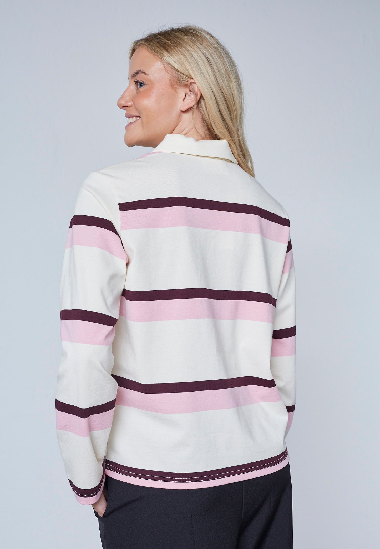Polo Streep Knopen LS Creme