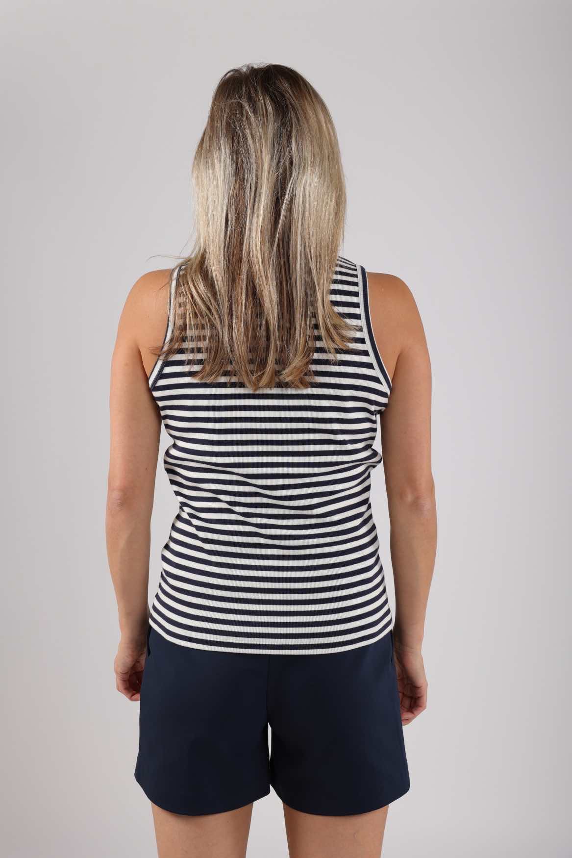 Singlet Stefania Streep Off White / Donkerblauw