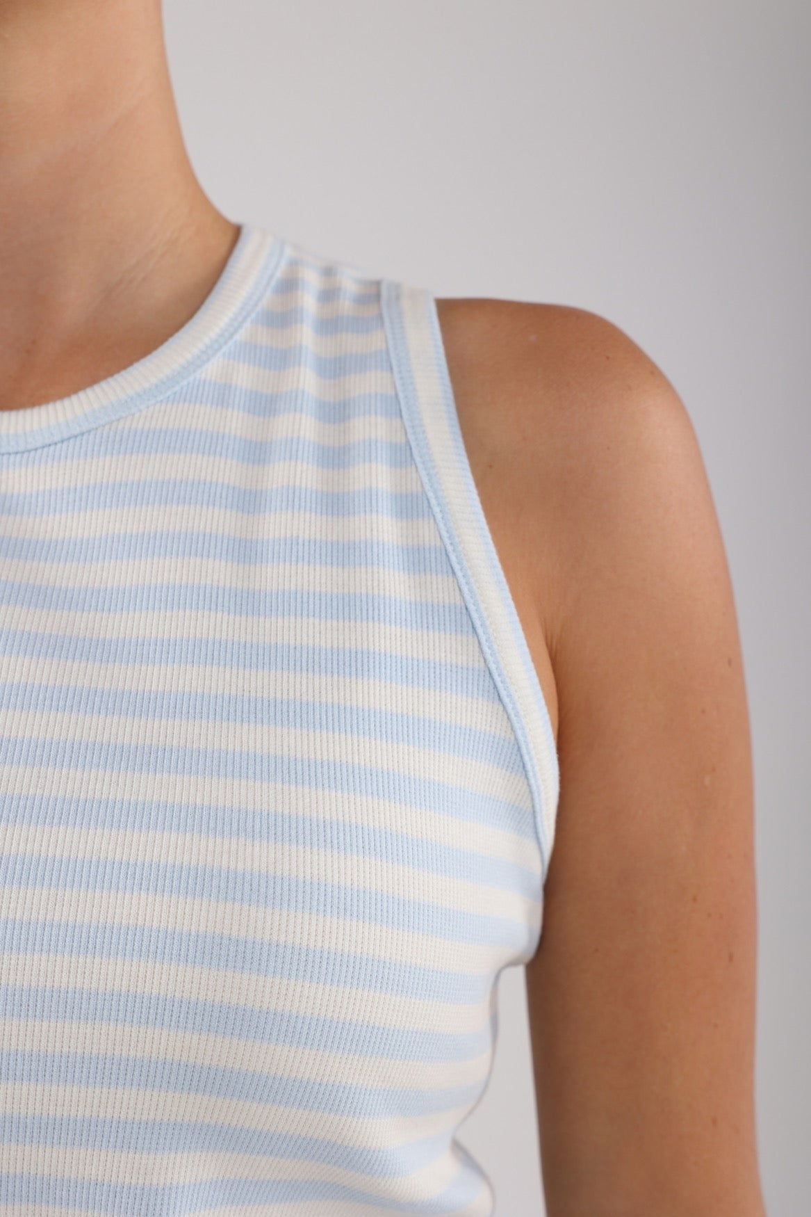 Singlet Stefania Streep Off White / Skyblauw