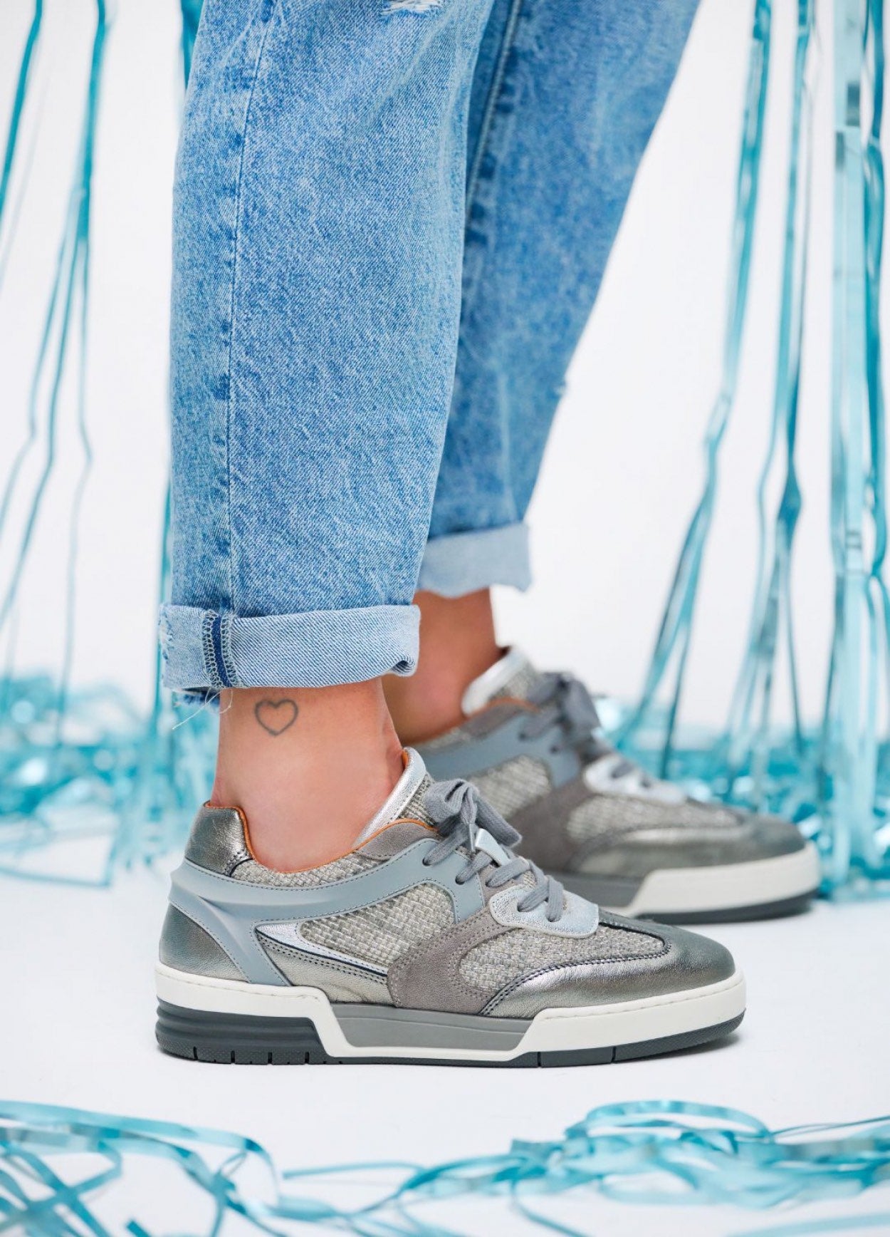Sneaker Buckby Leer Combi Steel