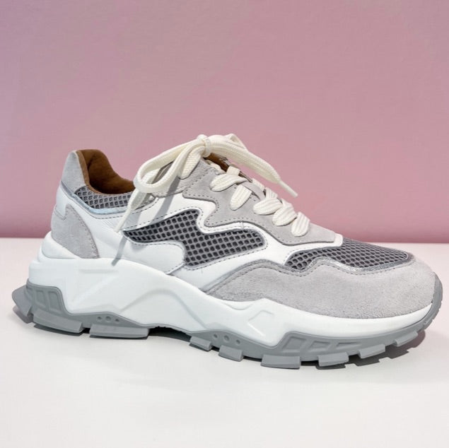 Sneaker Chester Leer Wit/Lt. Grijs