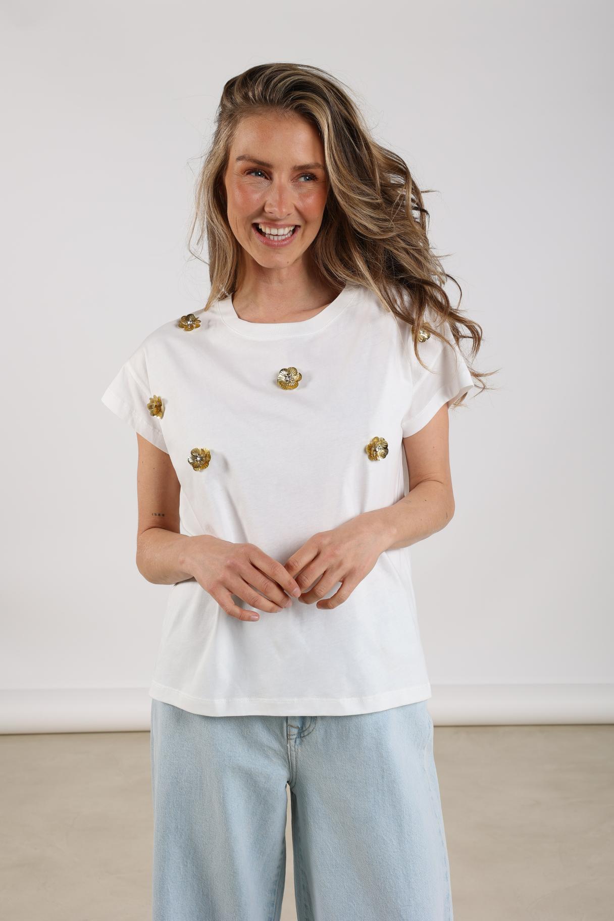 T-Shirt Pearly Bloem Off White