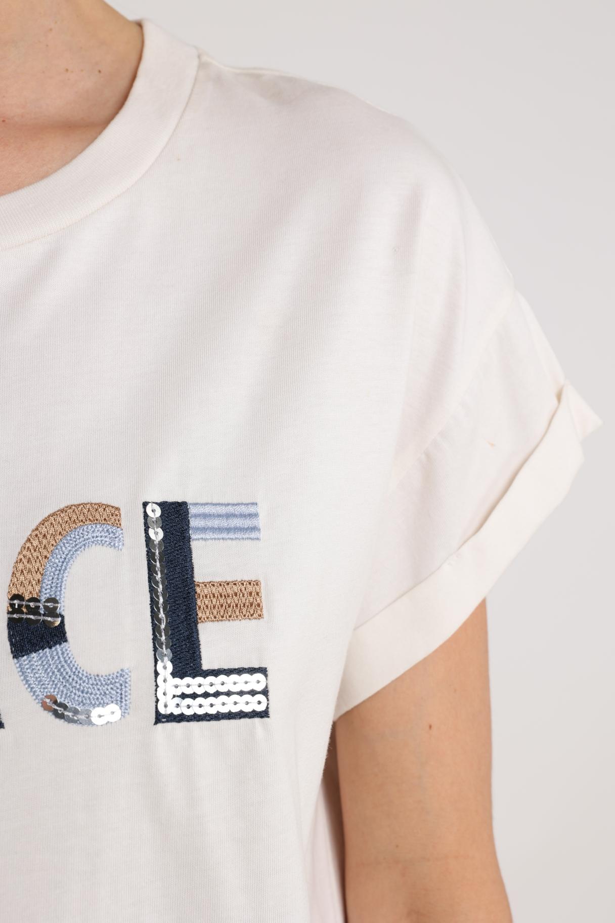 T-shirt Grace Off White / Donkerblauw