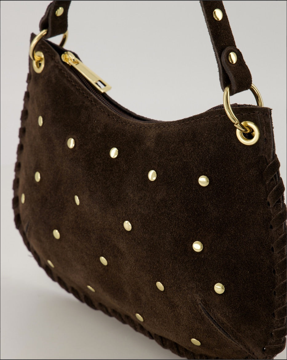 Tas Casey Suede Studs Donkerbruin