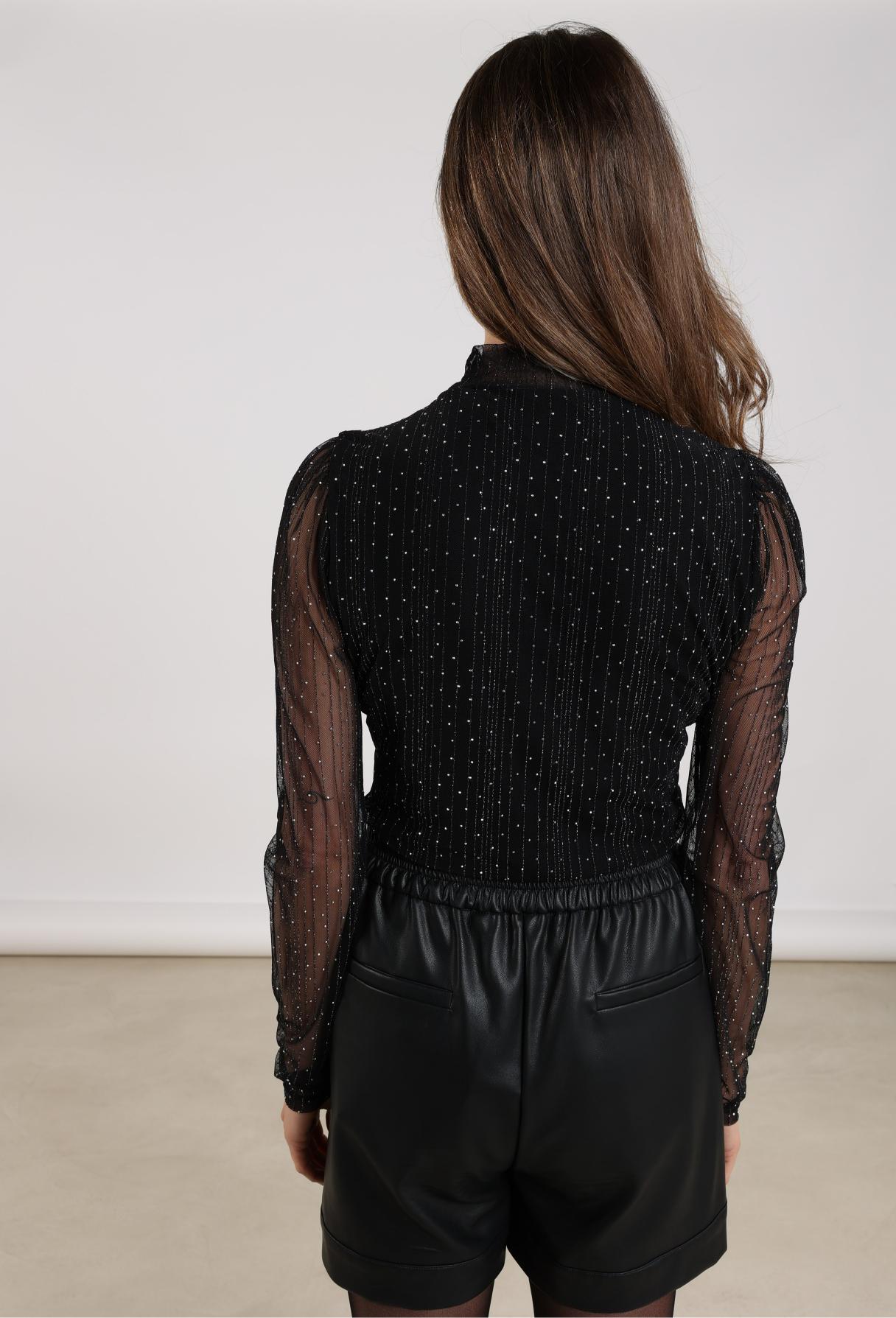 Top Puck Strass Zwart