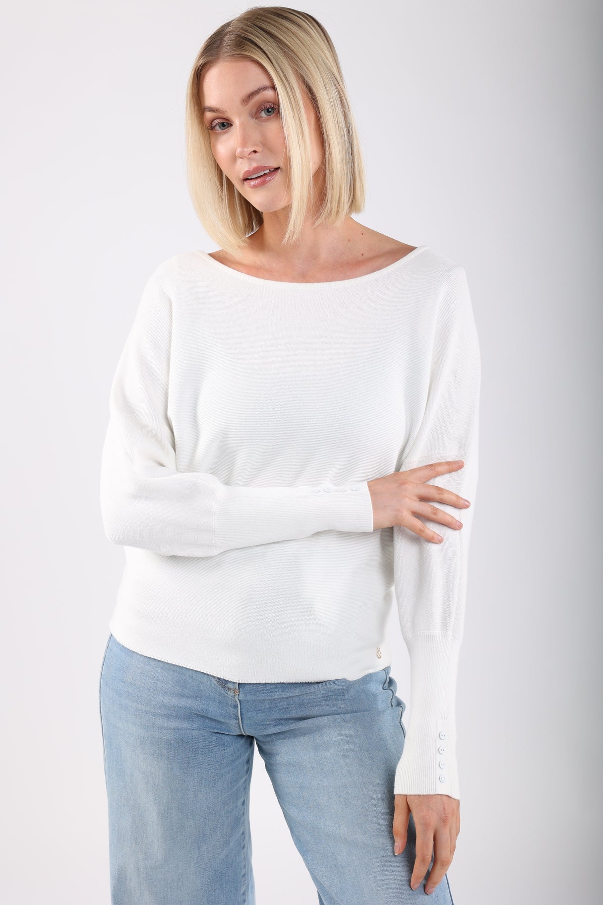 Trui Batwing Plain Off White