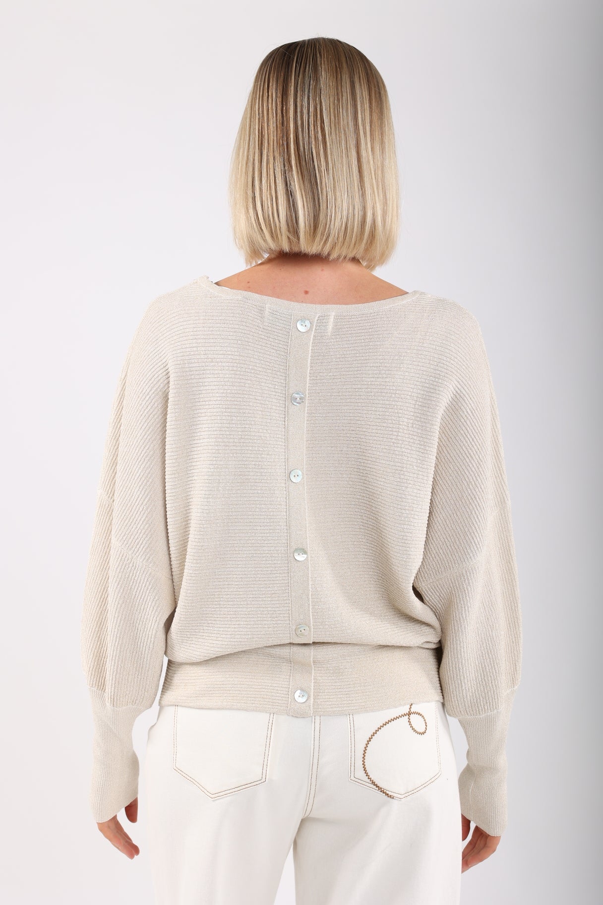 Trui Batwing Plain Zand