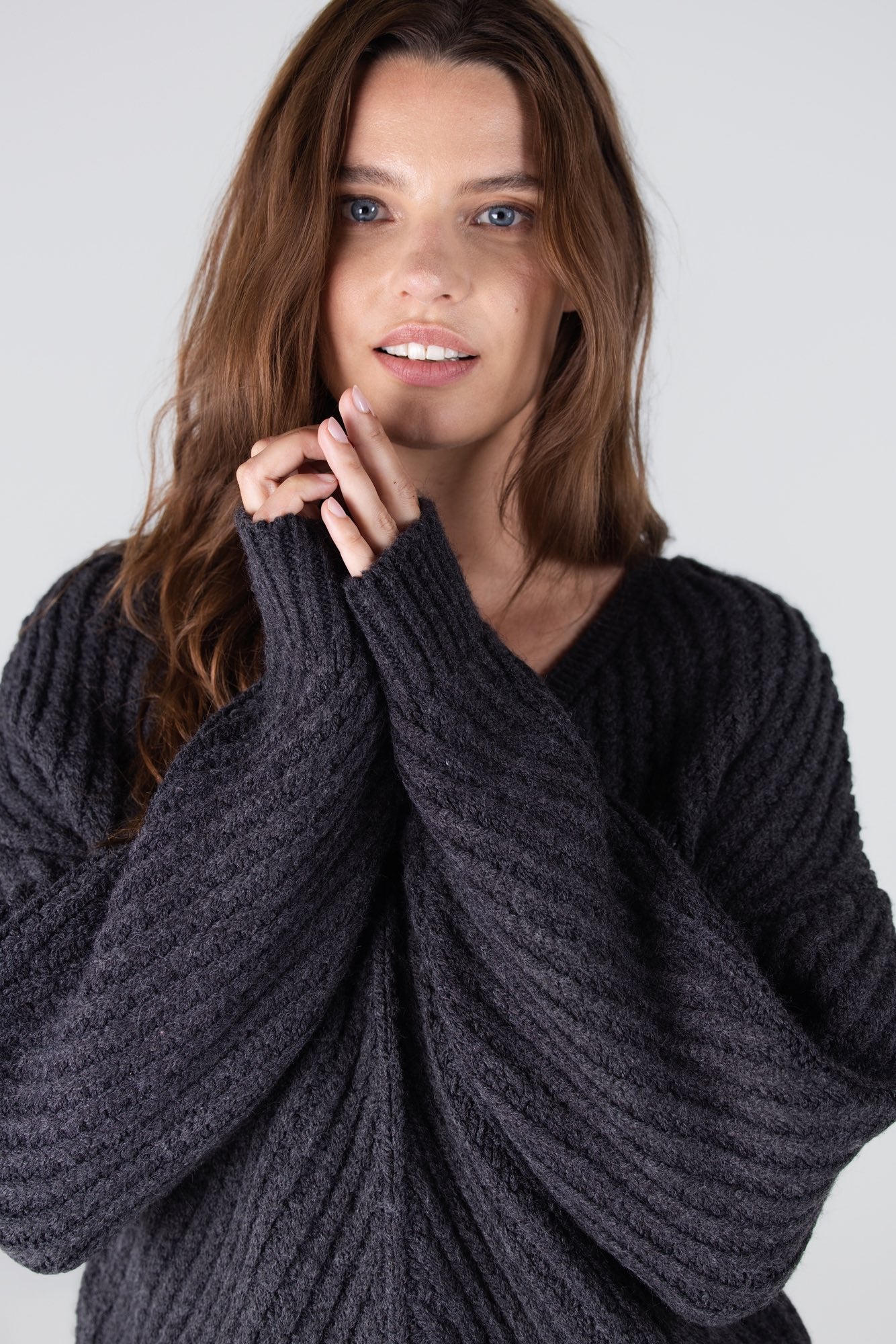 Trui Dawn V-Neck Grof Antraciet